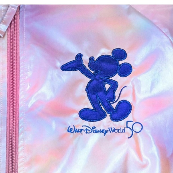 NWT Walt Disney World 50th Anniv EARidescent Pink Windbreaker Mickey Jacket - Picture 2 of 14
